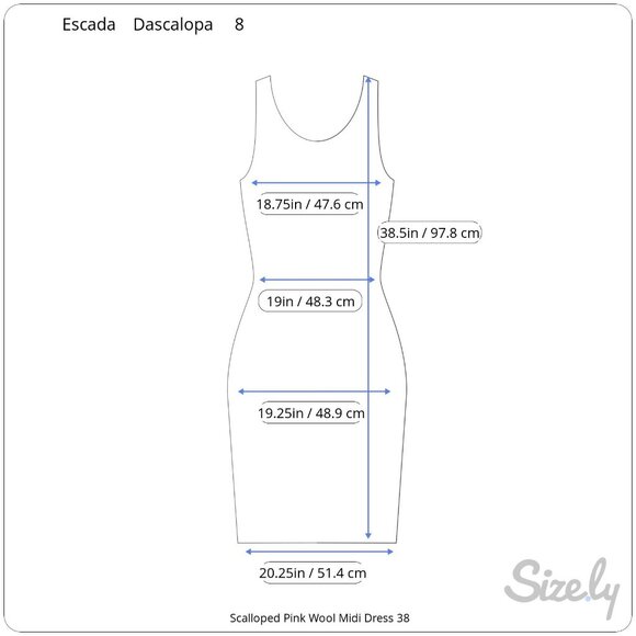 Escada Dascalopa Scalloped Pink Wool Sleeveless Lined Midi Dress 38 or US 8 - Picture 11 of 11